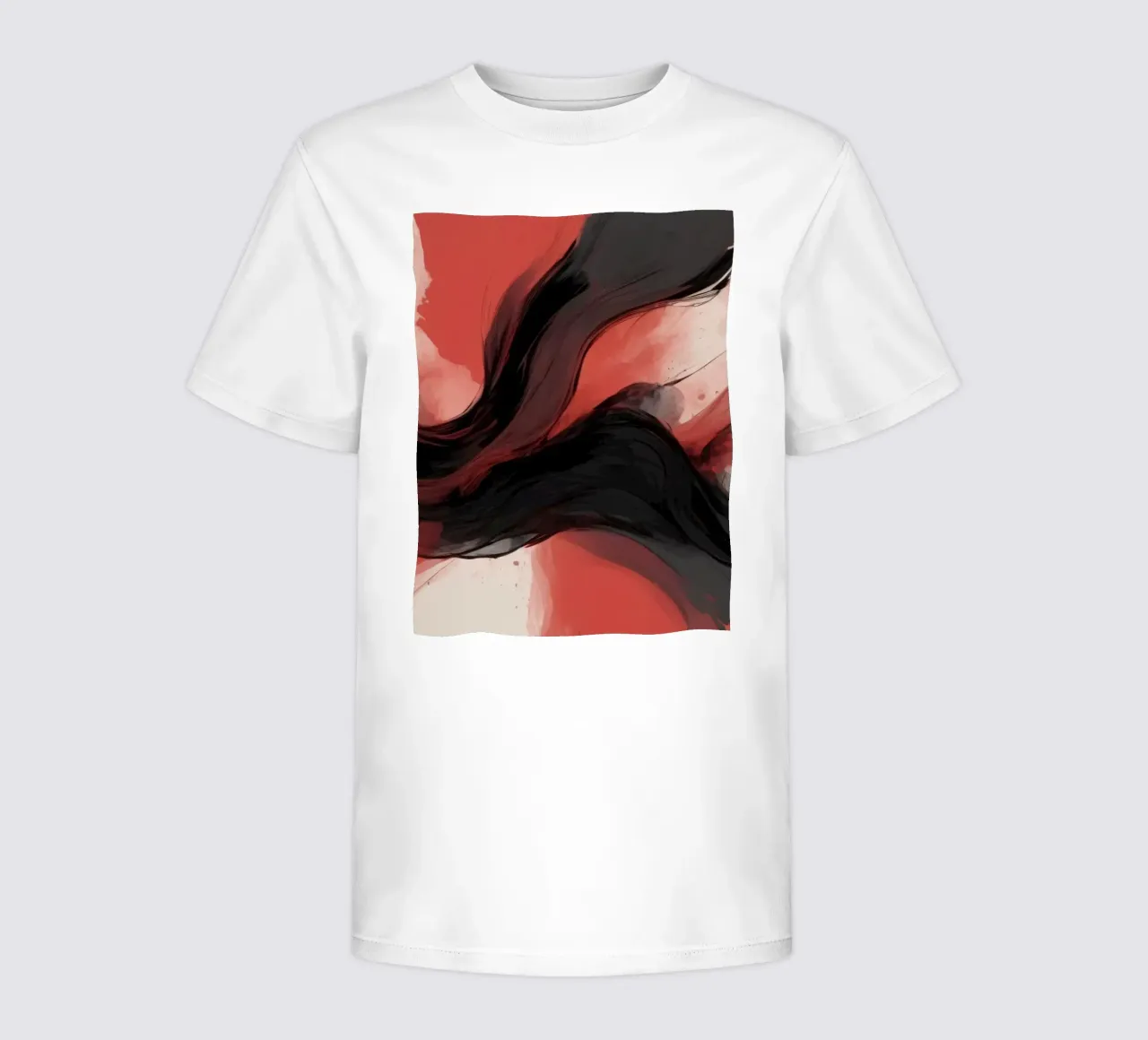 Abstract red and black swirling background design for modern kids t-shirt by DesignDoodle