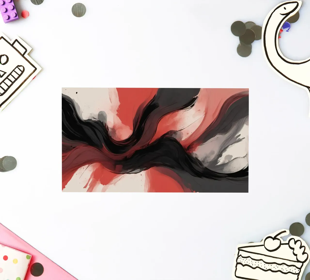 Abstract red and black swirling background design for modern sticker by DesignDoodle
