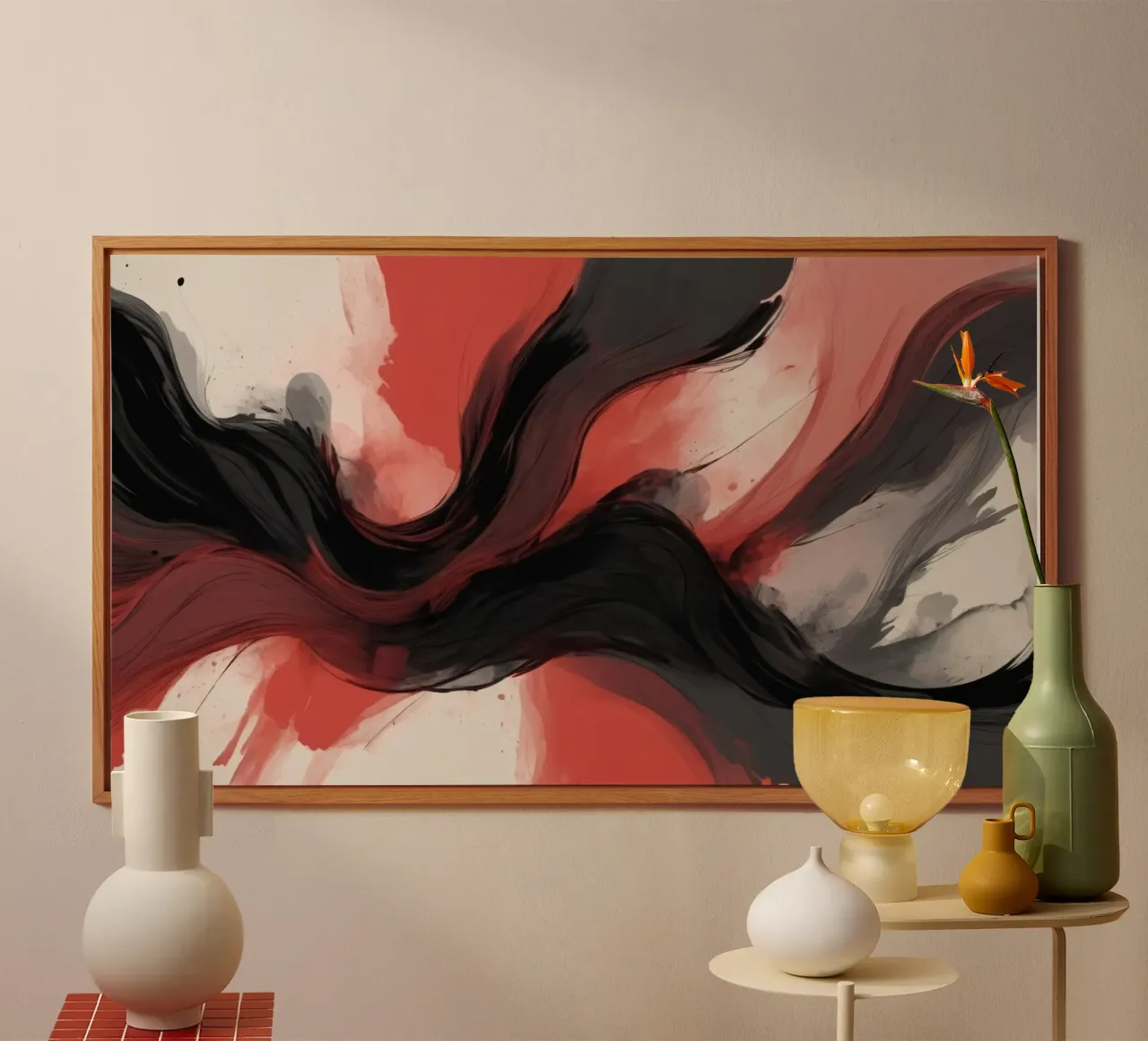 Abstract red and black swirling background design for modern alu-dibond by DesignDoodle
