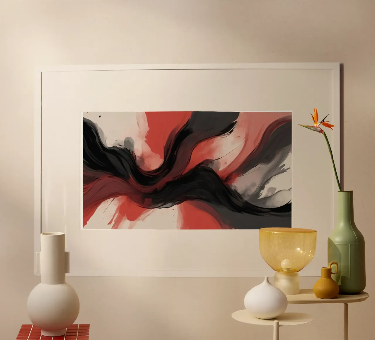 Abstract red and black swirling background design for modern hahnemühle by DesignDoodle