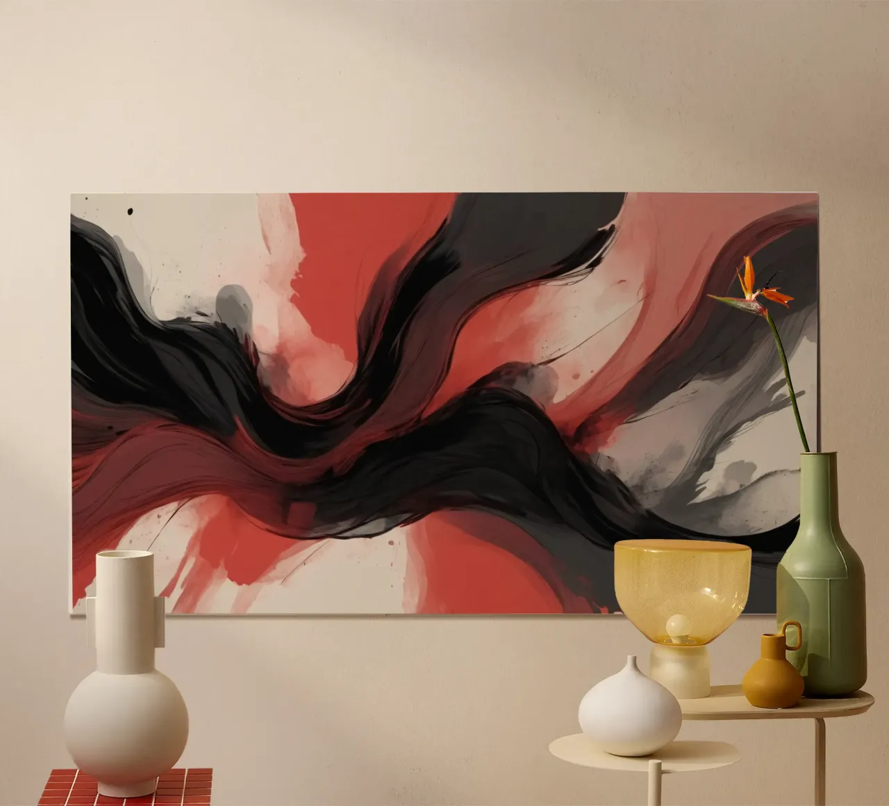 Abstract red and black swirling background design for modern hahnemühle by DesignDoodle