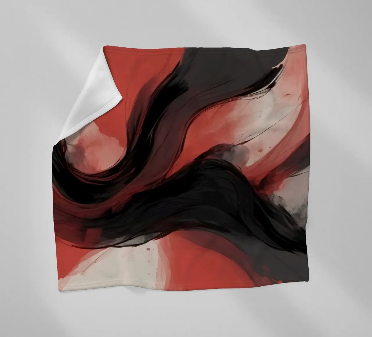 Abstract red and black swirling background design for modern fleece blanket by DesignDoodle
