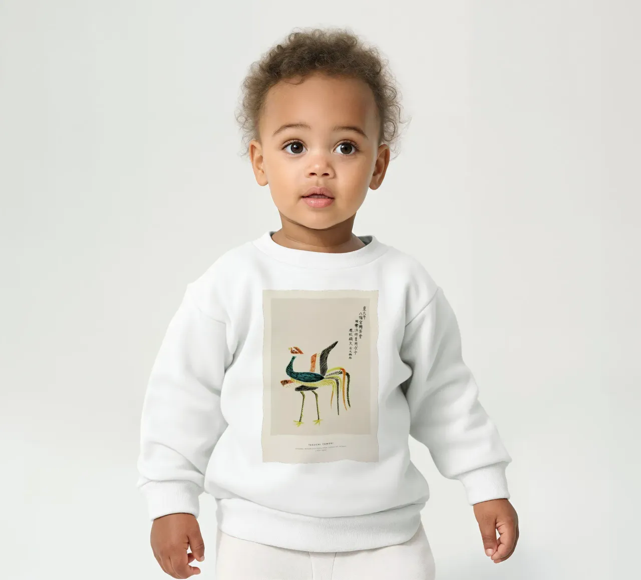Tomoki - Crane Woodblock Print sudadera de bebé de Vintage by JUNIQE