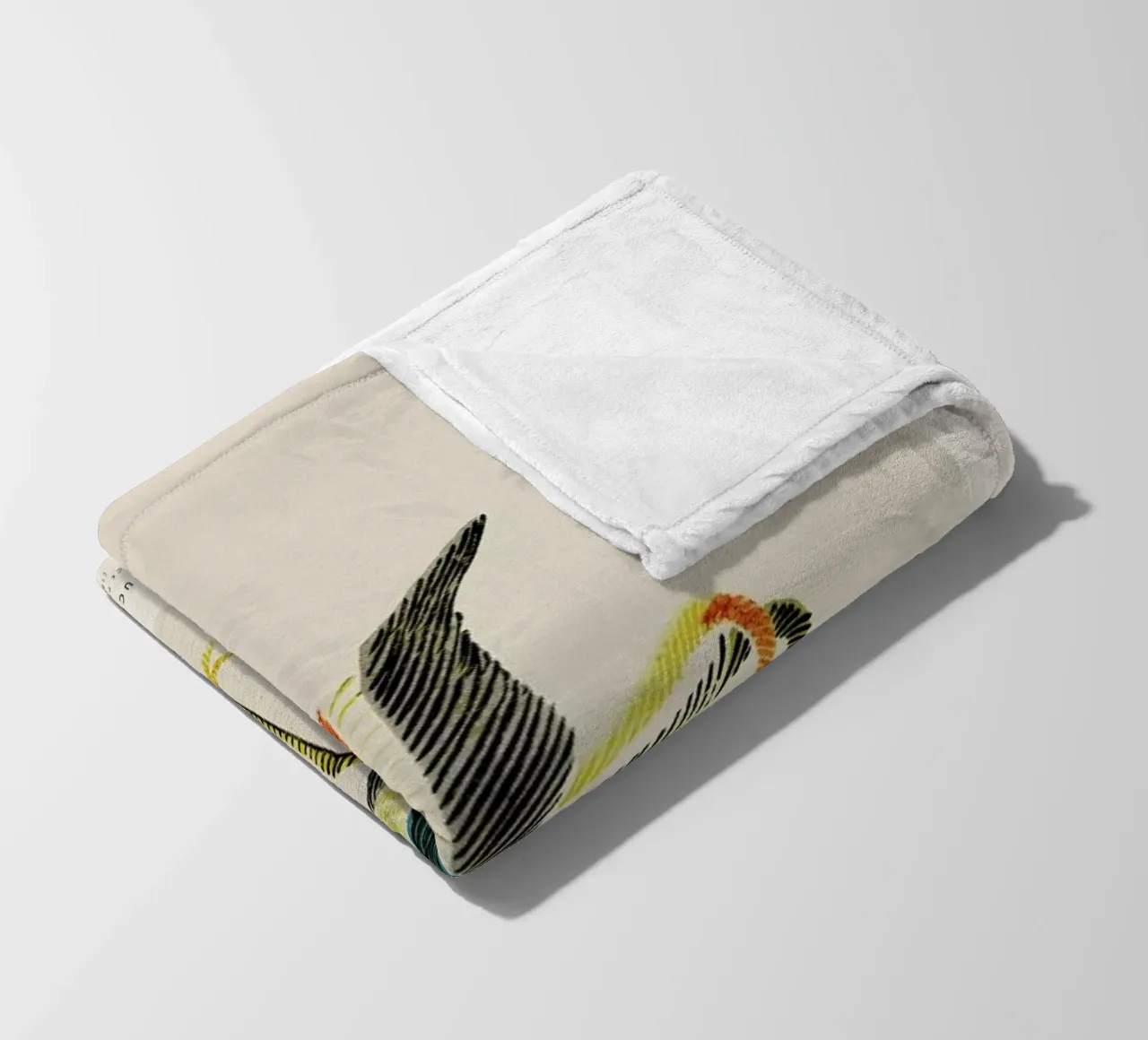 Tomoki - Crane Woodblock Print coperta in pile da Vintage by JUNIQE