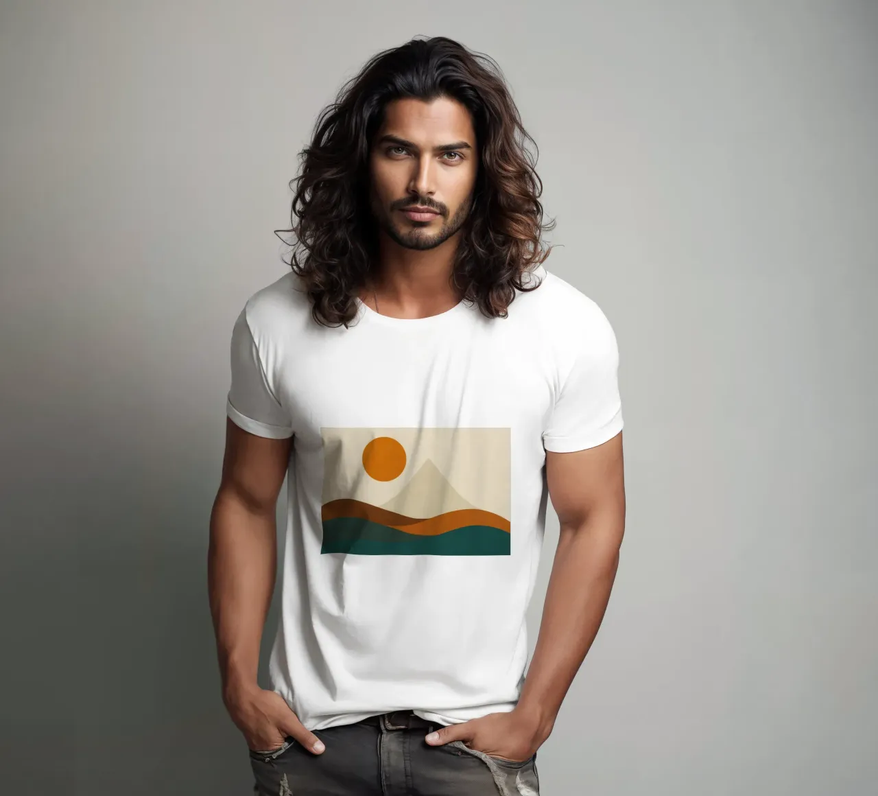 De berg Fuji - Japans evenwicht in verschroeide aarde t-shirt van Affiches Soleil & Déco Lumineuse – Sunny