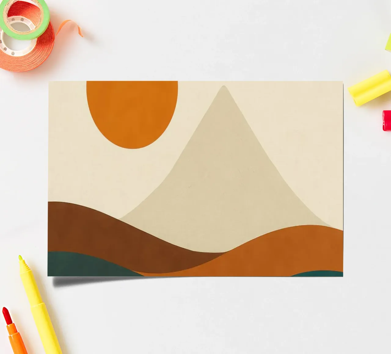 Mount Fuji - Japanese balance in scorched earth sticker sheet by Affiches Soleil & Déco Lumineuse – Sunny