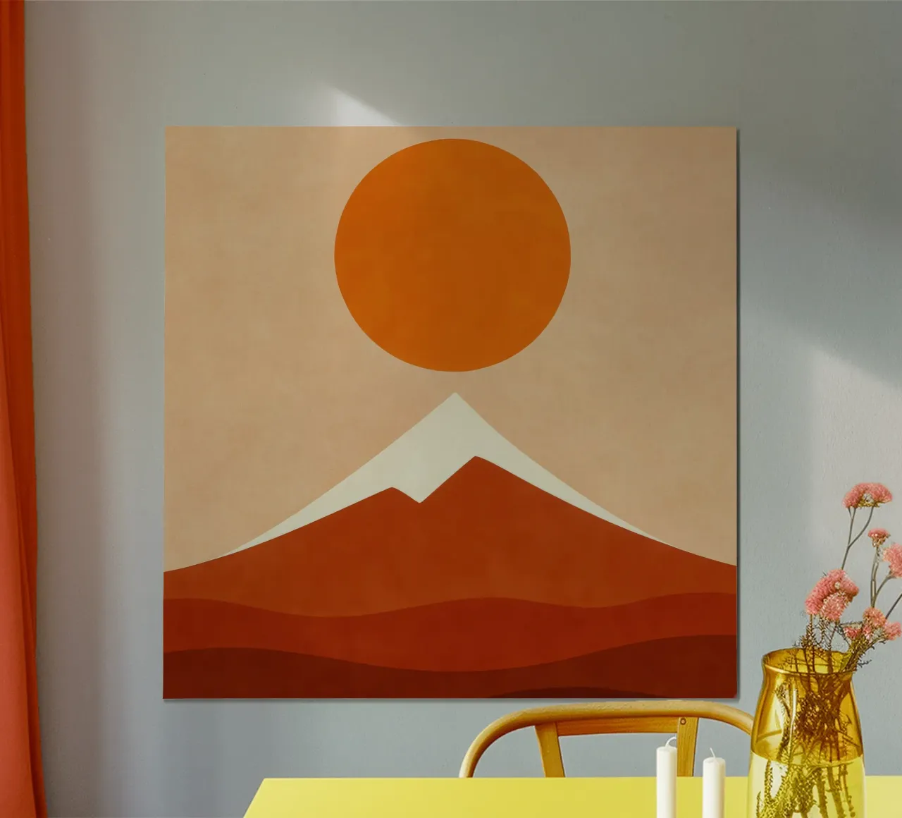 Monte Fuji - Sole nascente in seppia moderno poster con telaio in plastica da Affiches Soleil & Déco Lumineuse – Sunny