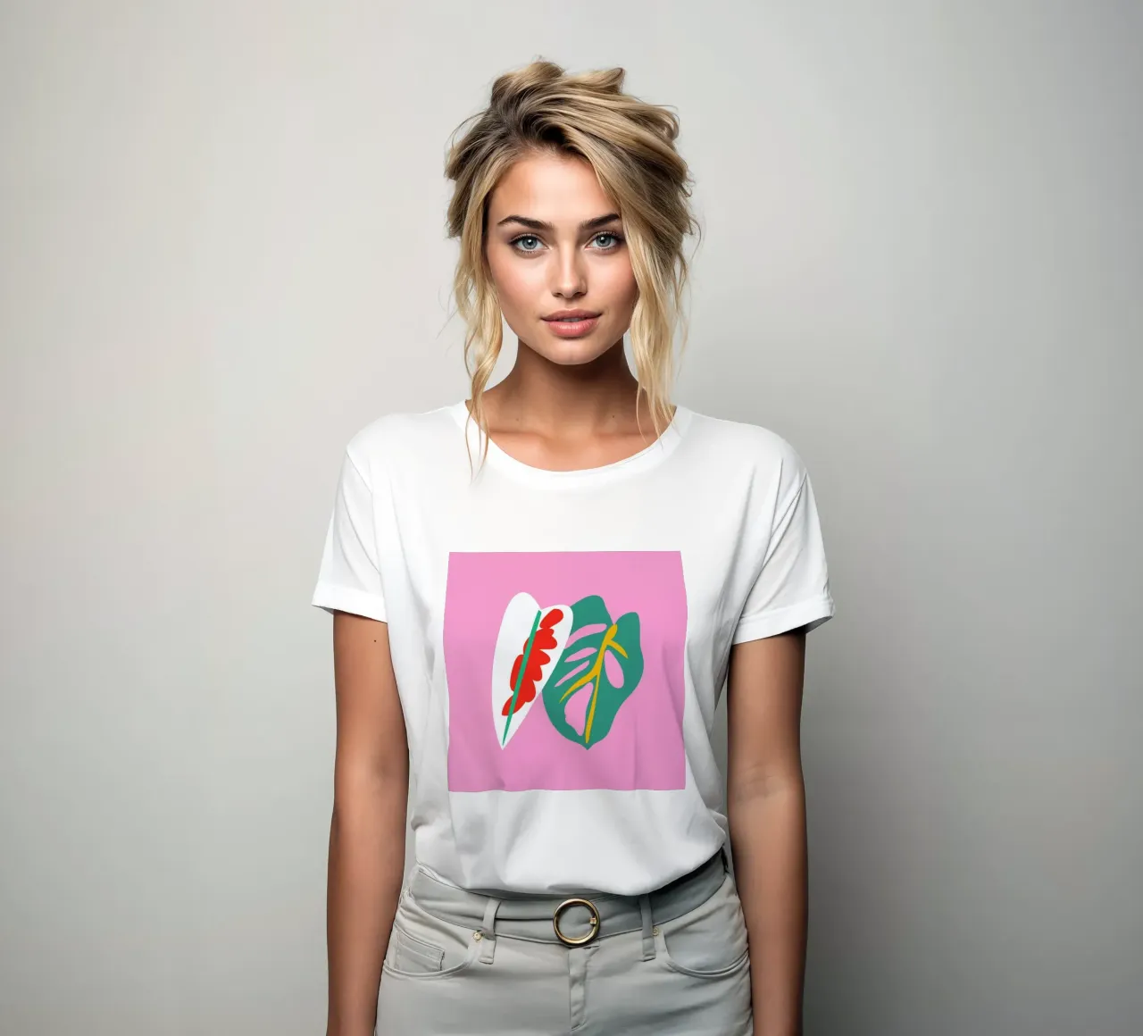 Caladium Monstera Illo Study women's fitted t-shirt by Mariery Young