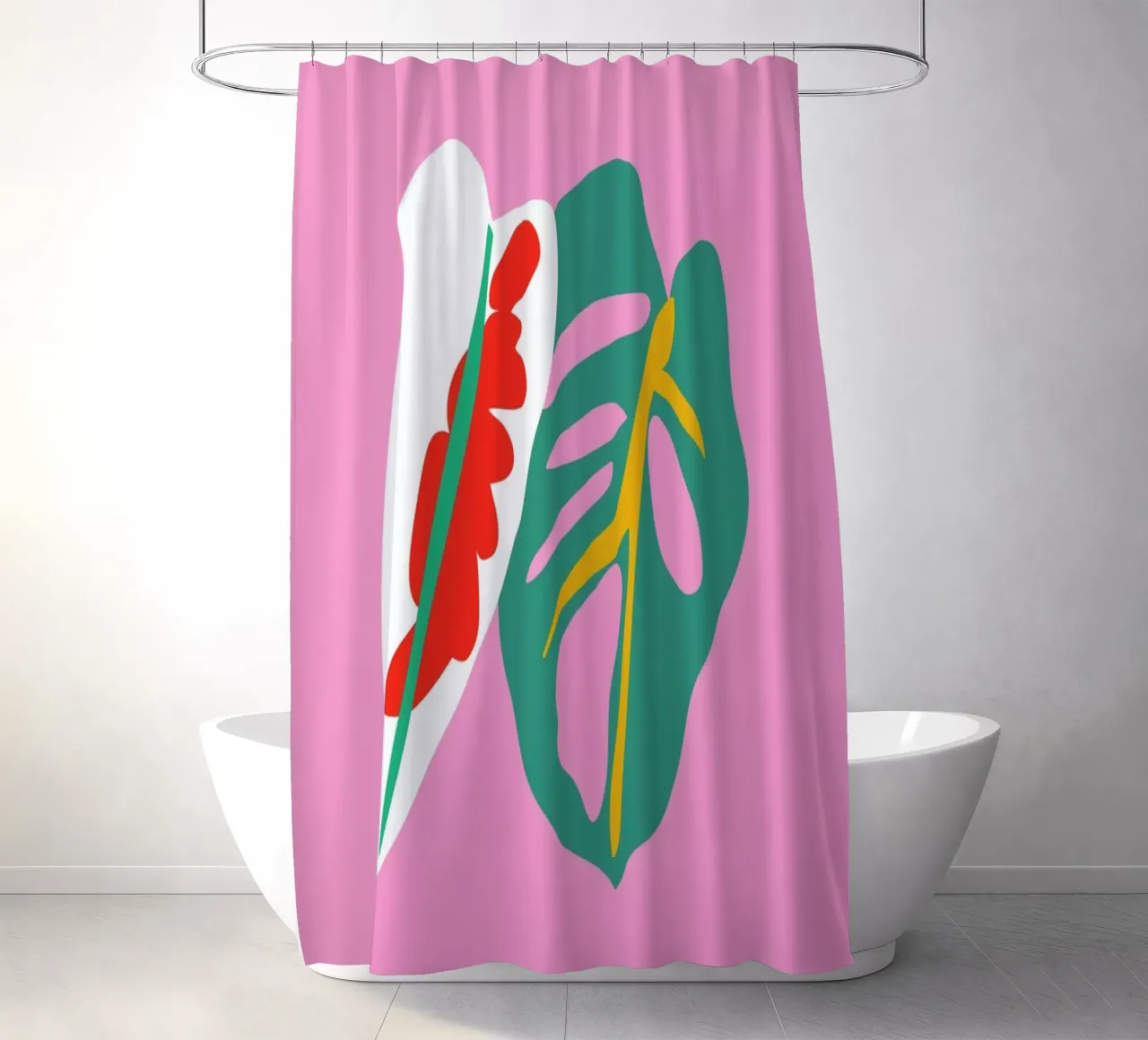 Caladium Monstera Illo Study shower curtain by Mariery Young
