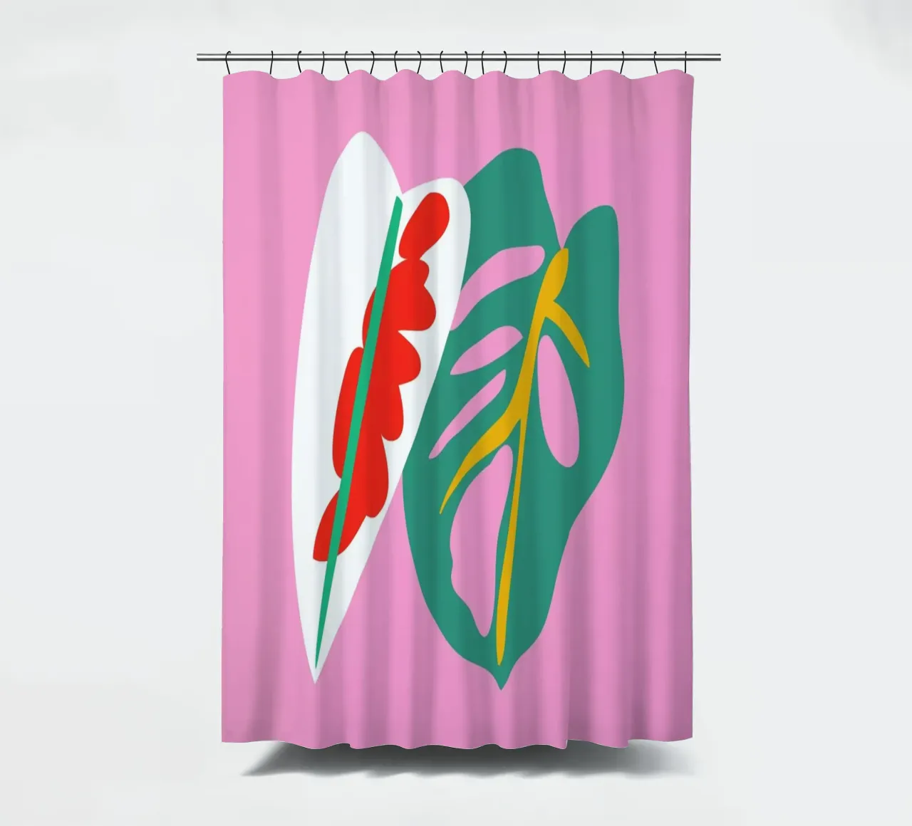 Caladium Monstera Illo Study shower curtain by Mariery Young