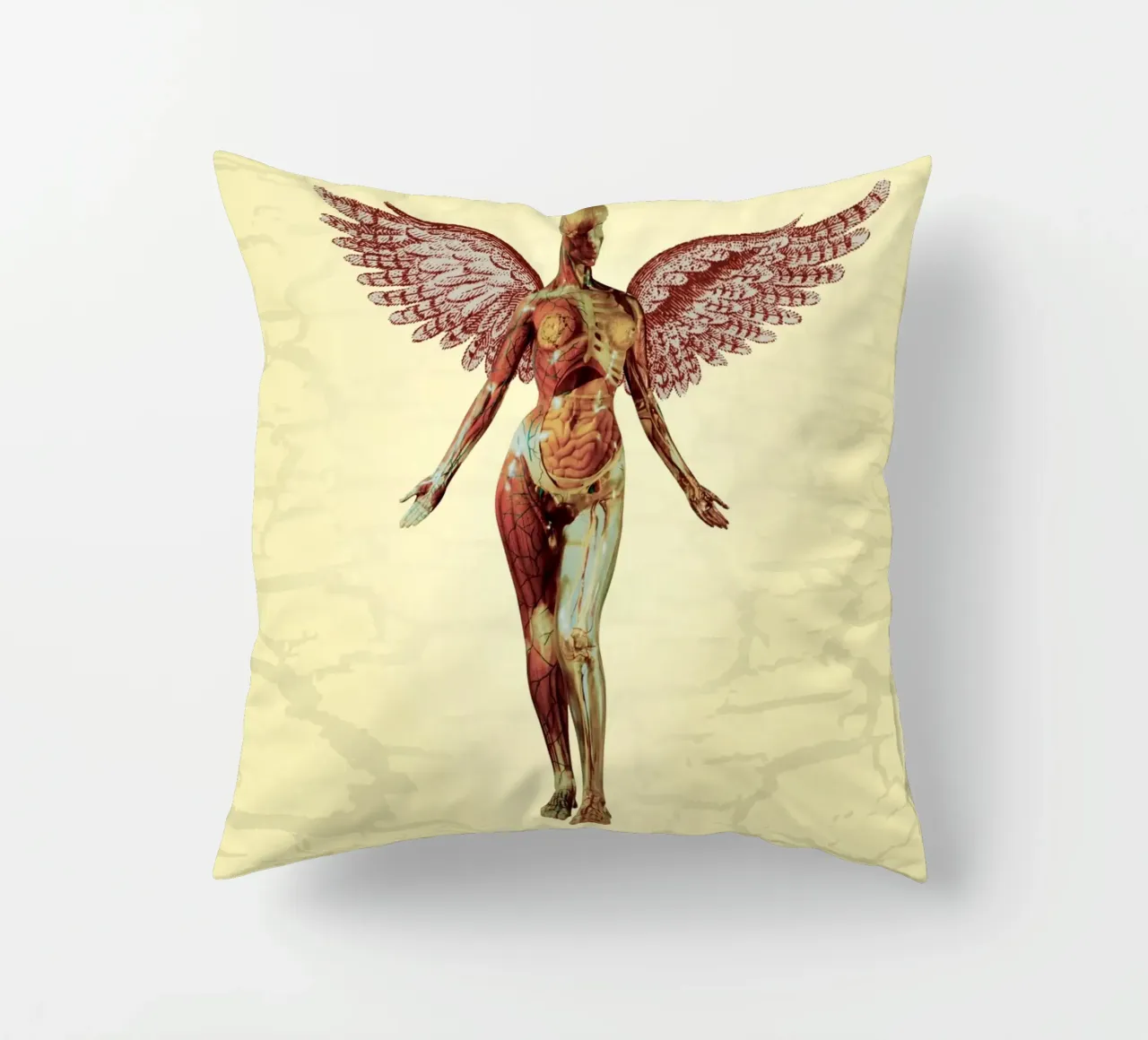 Nirvana In Utero Angel Anatomy decorative cushion by Has Fab