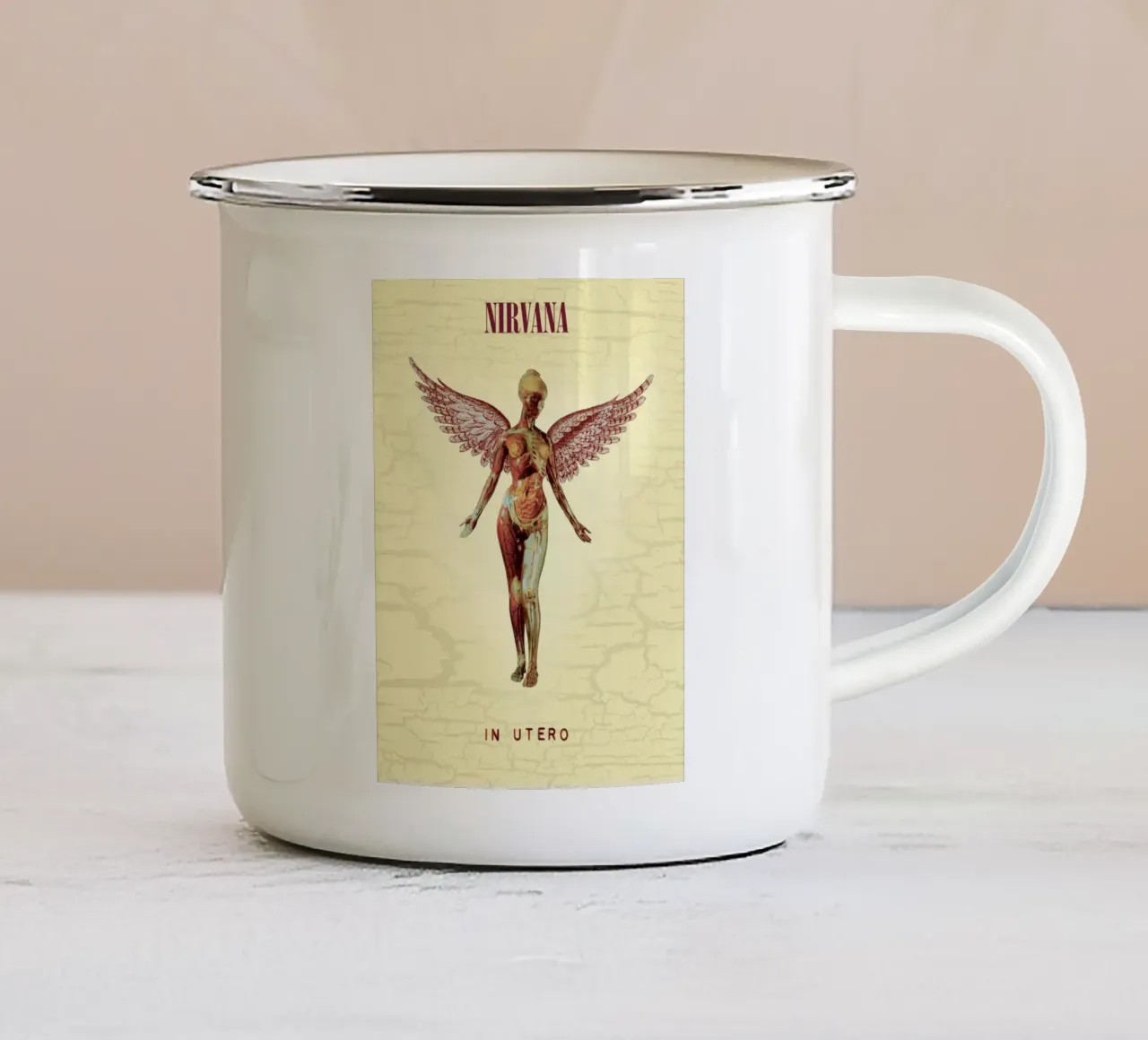Nirvana In Utero Angel Anatomy enamel mug by Has Fab