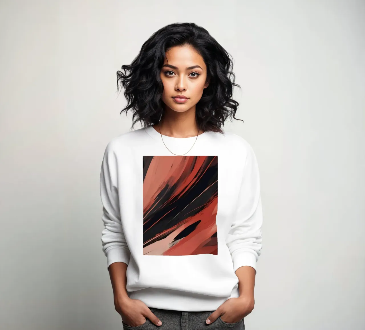 Dynamisch abstract behang met vloeiende penseelstreken sweatshirt van DesignDoodle