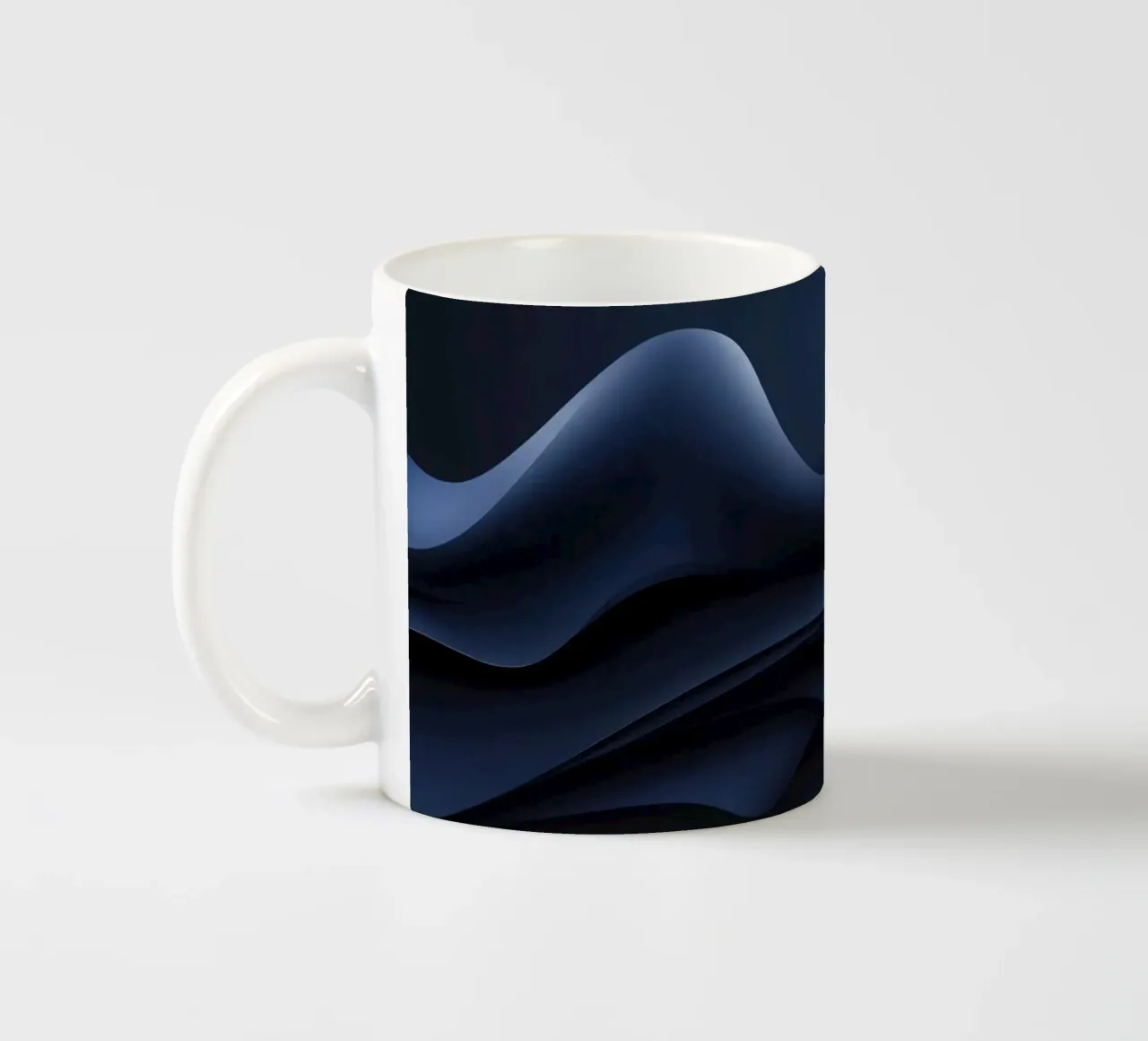 Fluid waves of deep blue create a calm abstract wallpaper ceramic mug by DesignDoodle
