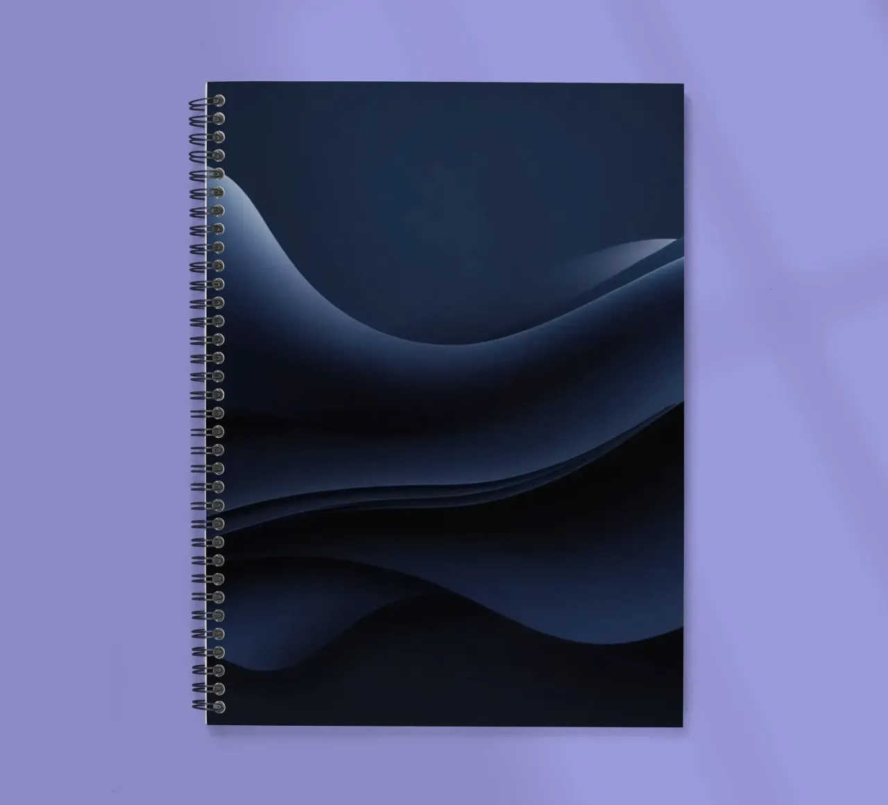 Fluid waves of deep blue create a calm abstract wallpaper spiral notebook by DesignDoodle