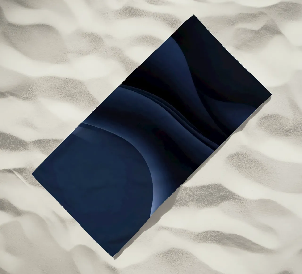 Fluid waves of deep blue create a calm abstract wallpaper beach towel by DesignDoodle