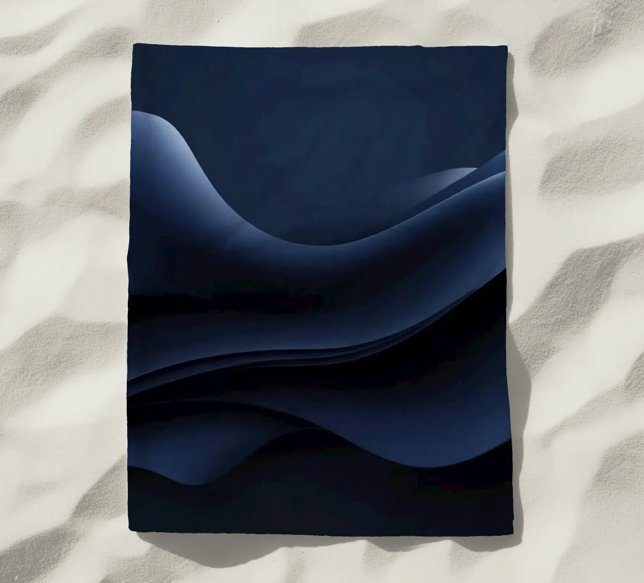Fluid waves of deep blue create a calm abstract wallpaper beach towel by DesignDoodle