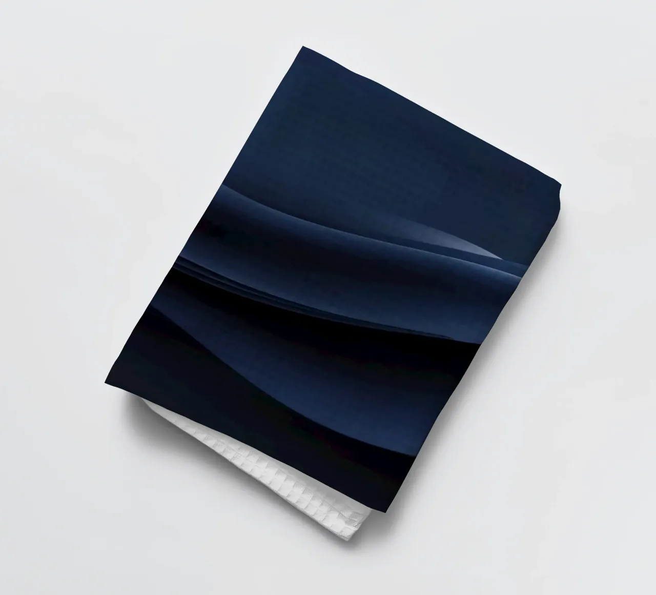 Fluid waves of deep blue create a calm abstract wallpaper tea towel by DesignDoodle
