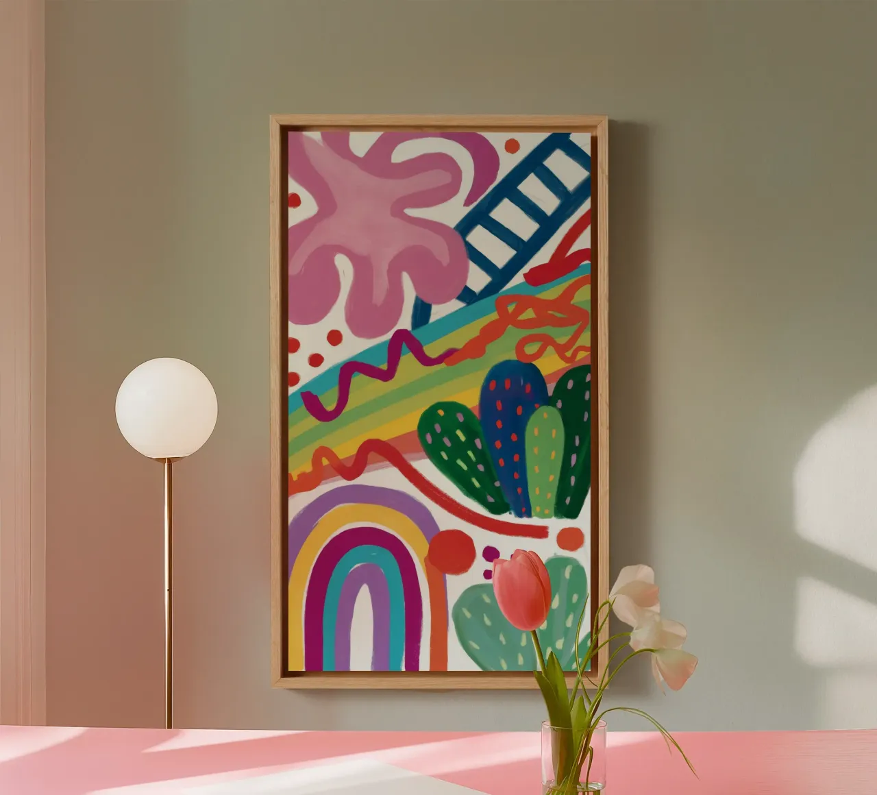 Valzer dei cactus arcobaleno tela con Cornice a cassetta da Zep Layers