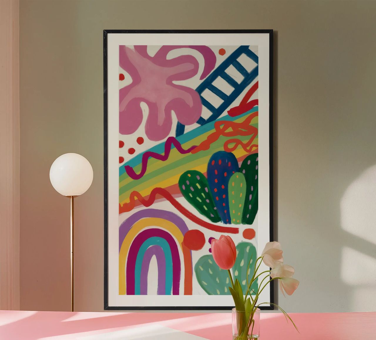 Valse du cactus arc-en-ciel poster de Zep Layers