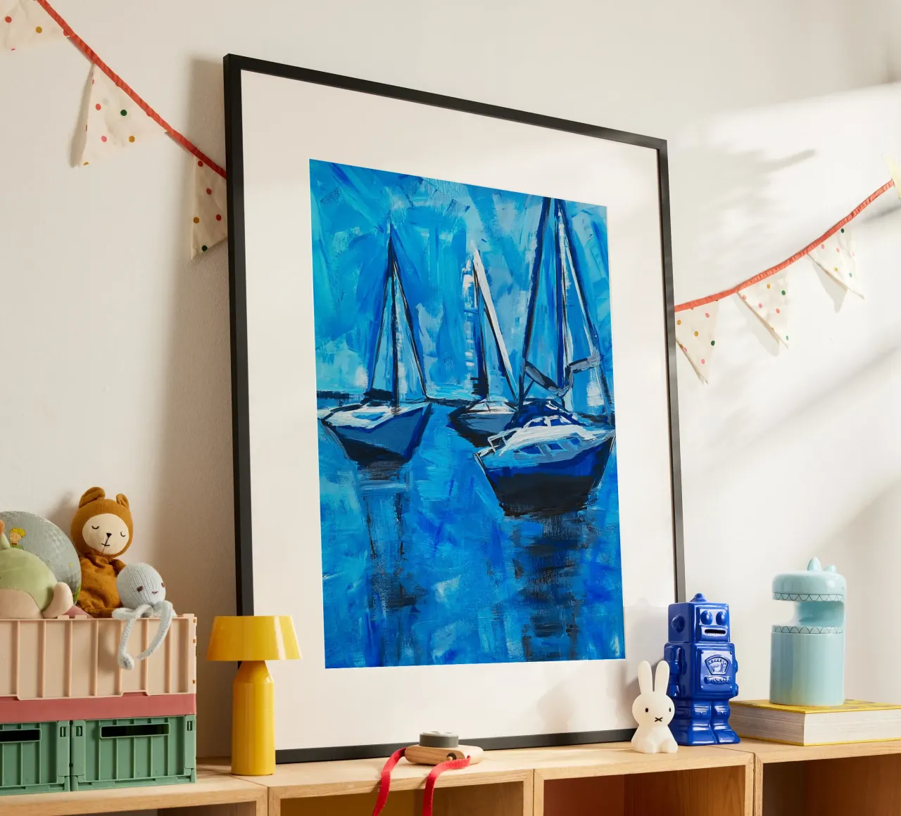 the boats in the blue sea hahnemühle by DLart