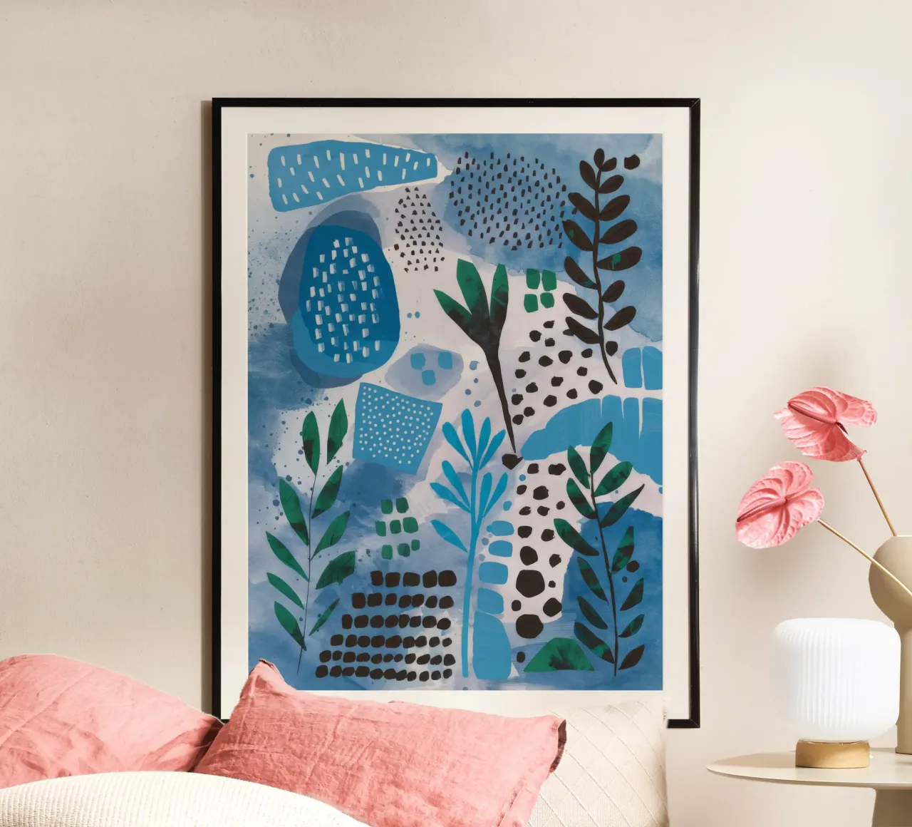 Tranquillità del giardino oceanico poster con telaio in legno da Zep Layers