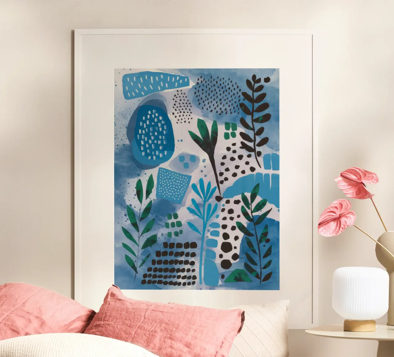 Tranquillità del giardino oceanico poster con telaio in legno da Zep Layers