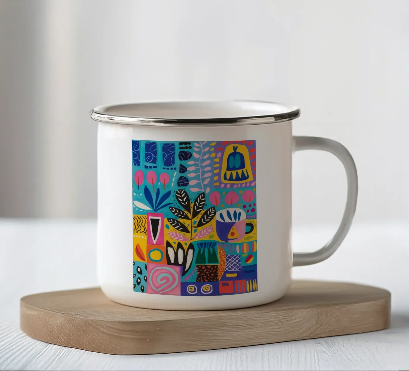 Patterned Nature Harmony enamel mug by Zep Layers