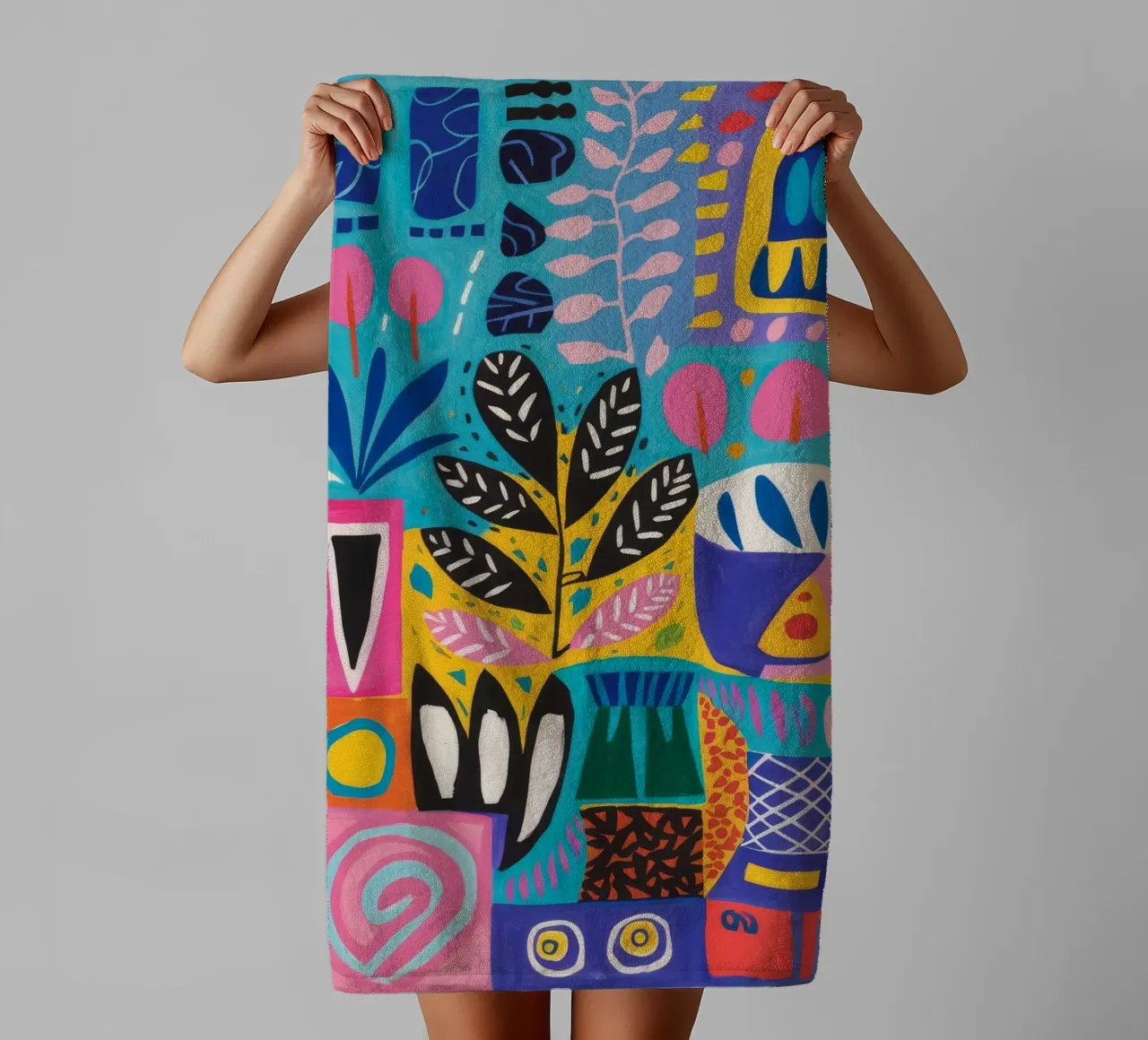 Gedessineerde natuur harmonie badhanddoek van Zep Layers