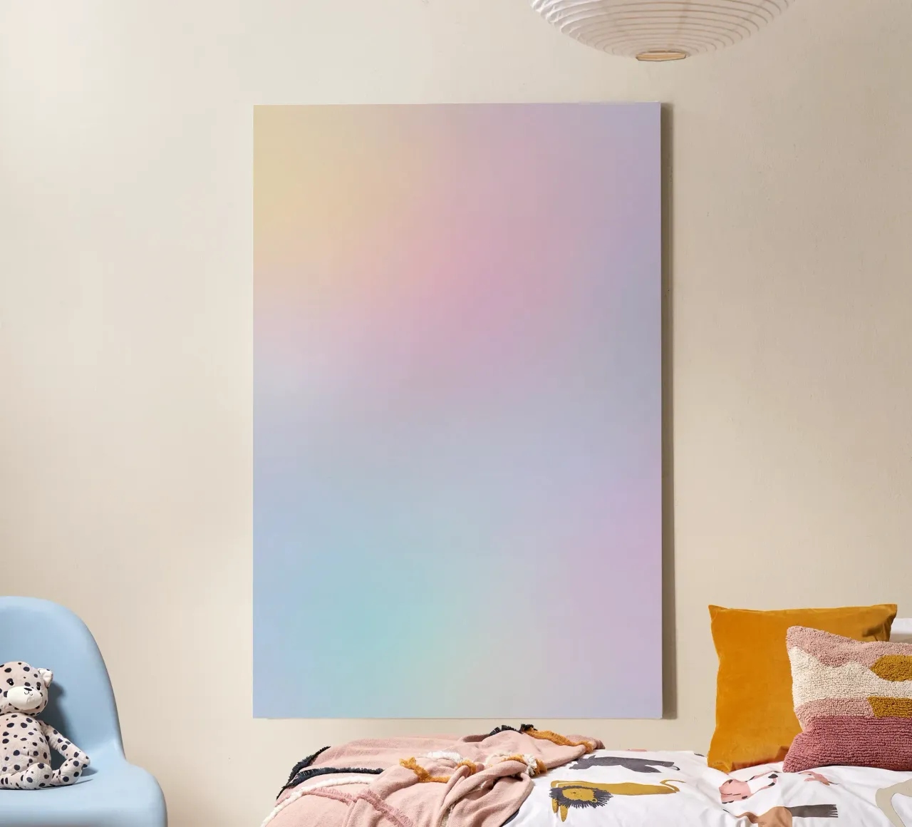 Rêve iridescente - Tonalità pastello di blu, rosa e beige tela con Cornice a cassetta da studiofox