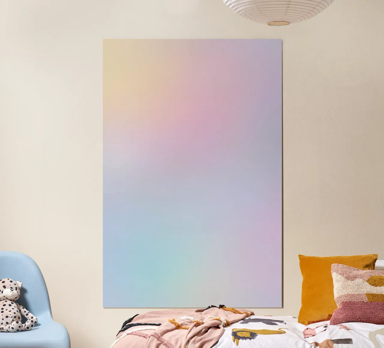 Rêve iridescente - Tonalità pastello di blu, rosa e beige poster con telaio in plastica da studiofox