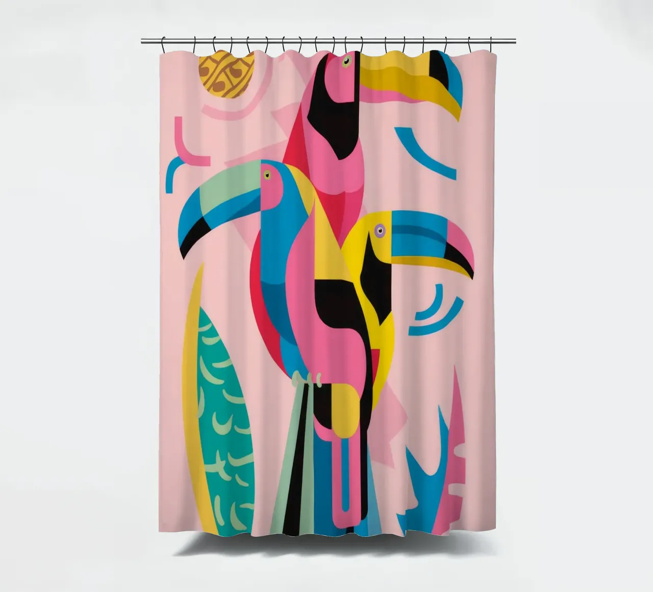 Toucan Carnival Song shower curtain by Zep Layers
