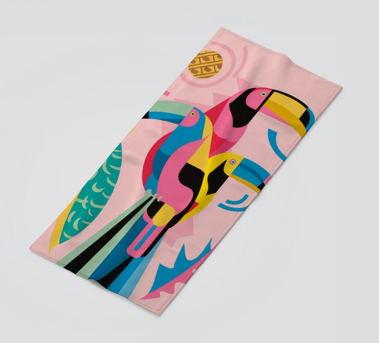 Toucan Carnival Song beach towel by Zep Layers