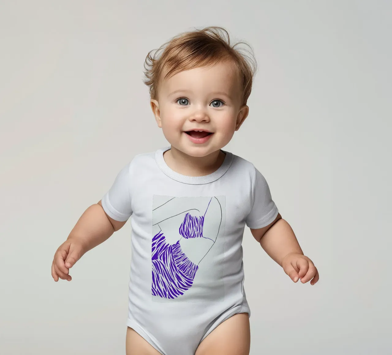 Waves in Silk short-sleeve baby romper by Graphite