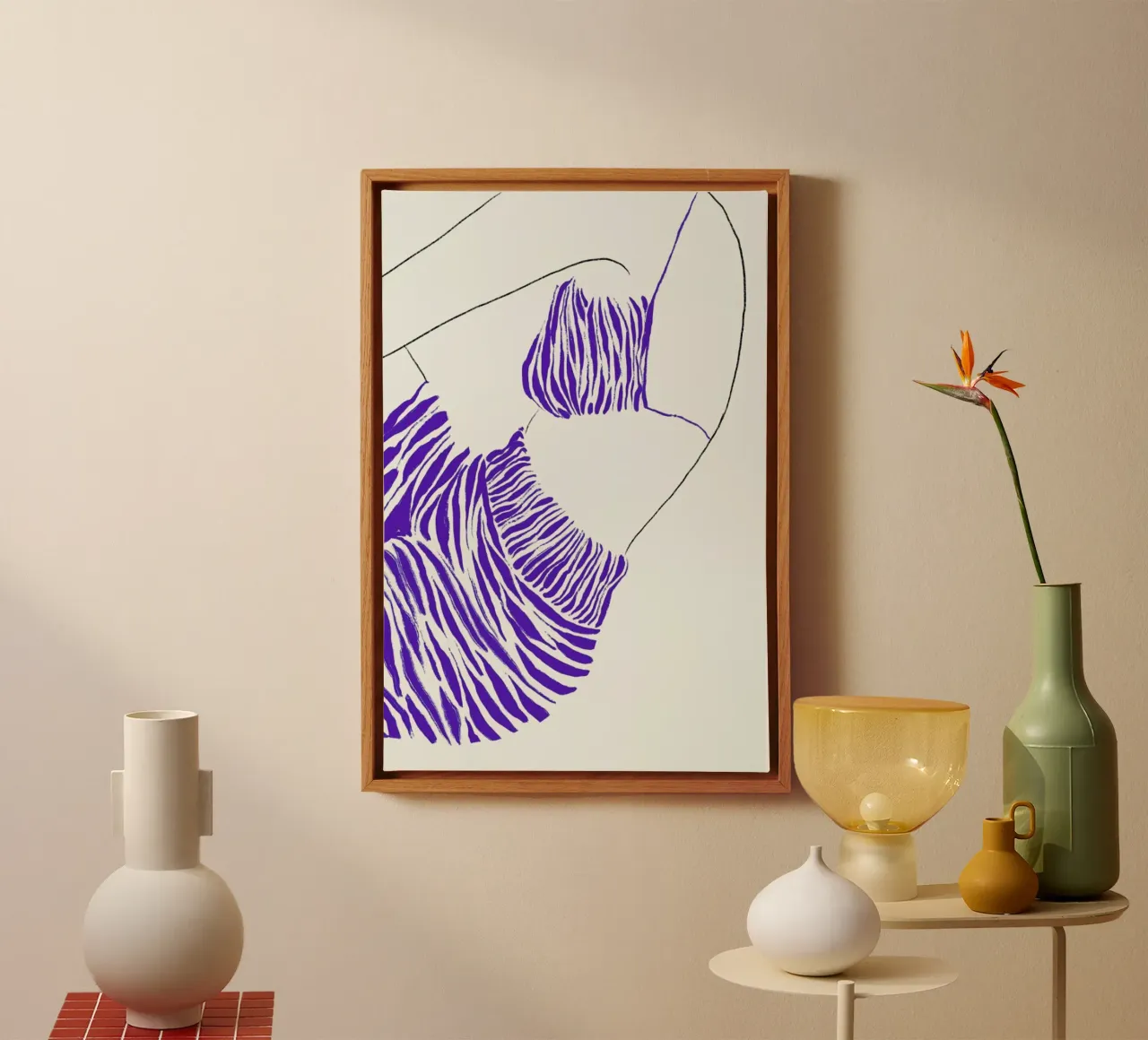 Waves in Silk tela con Cornice a cassetta da Graphite