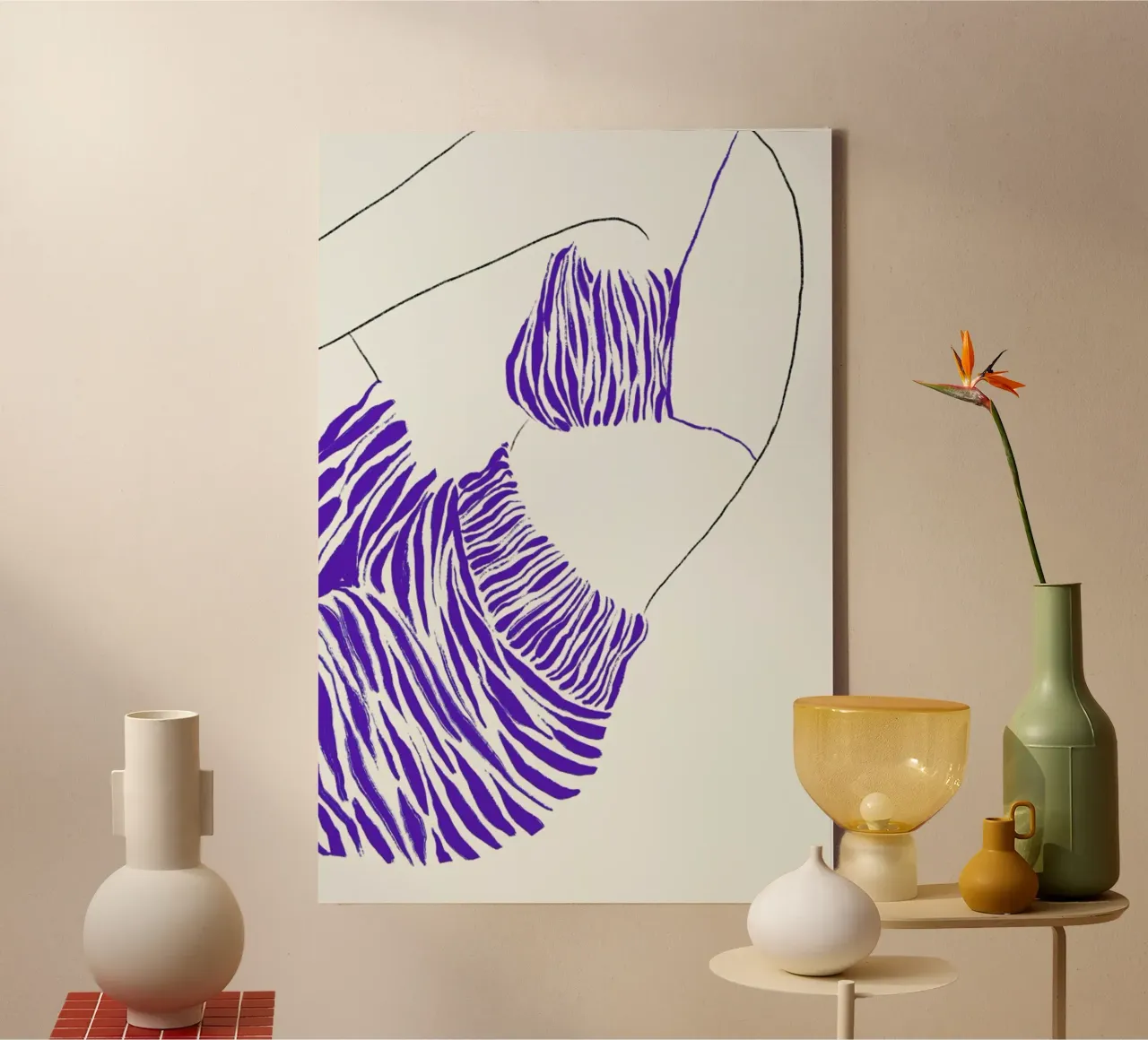 Waves in Silk tela con Cornice a cassetta da Graphite
