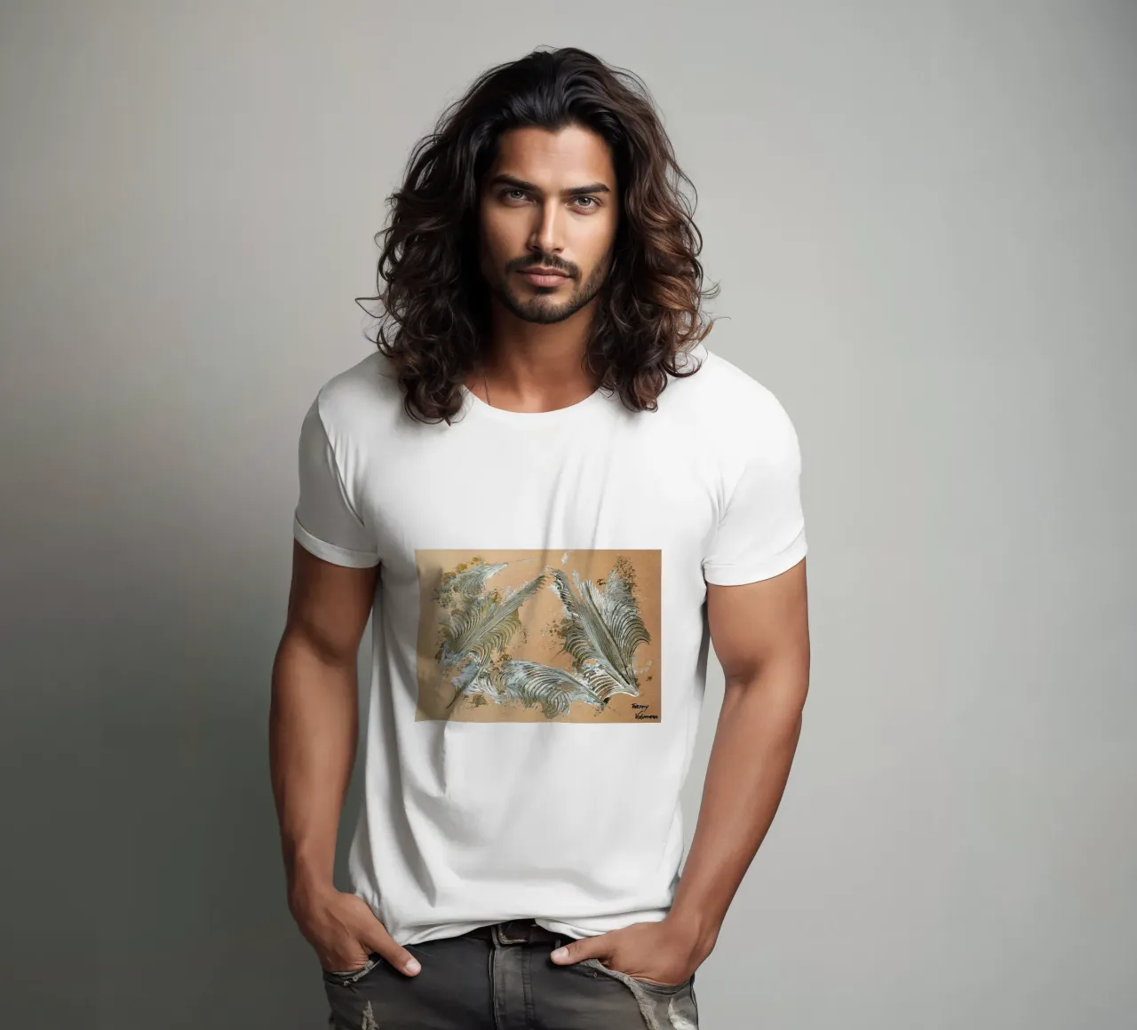 MESSAGE FROM THE HEART 33 t-shirt da Thierry Vobmann Abstract painting