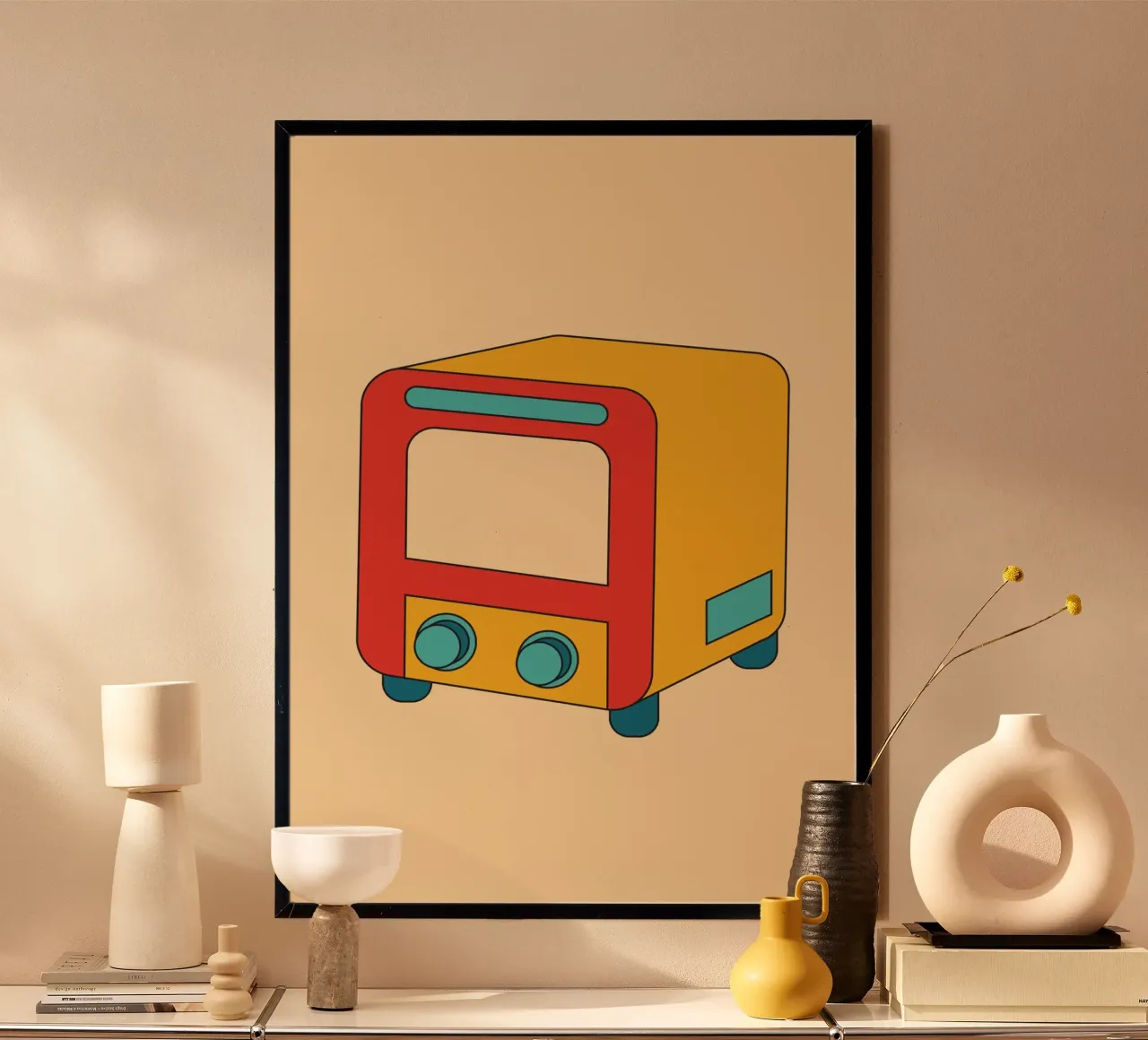Oven Retro Old poster con telaio in alluminio da galihstudio