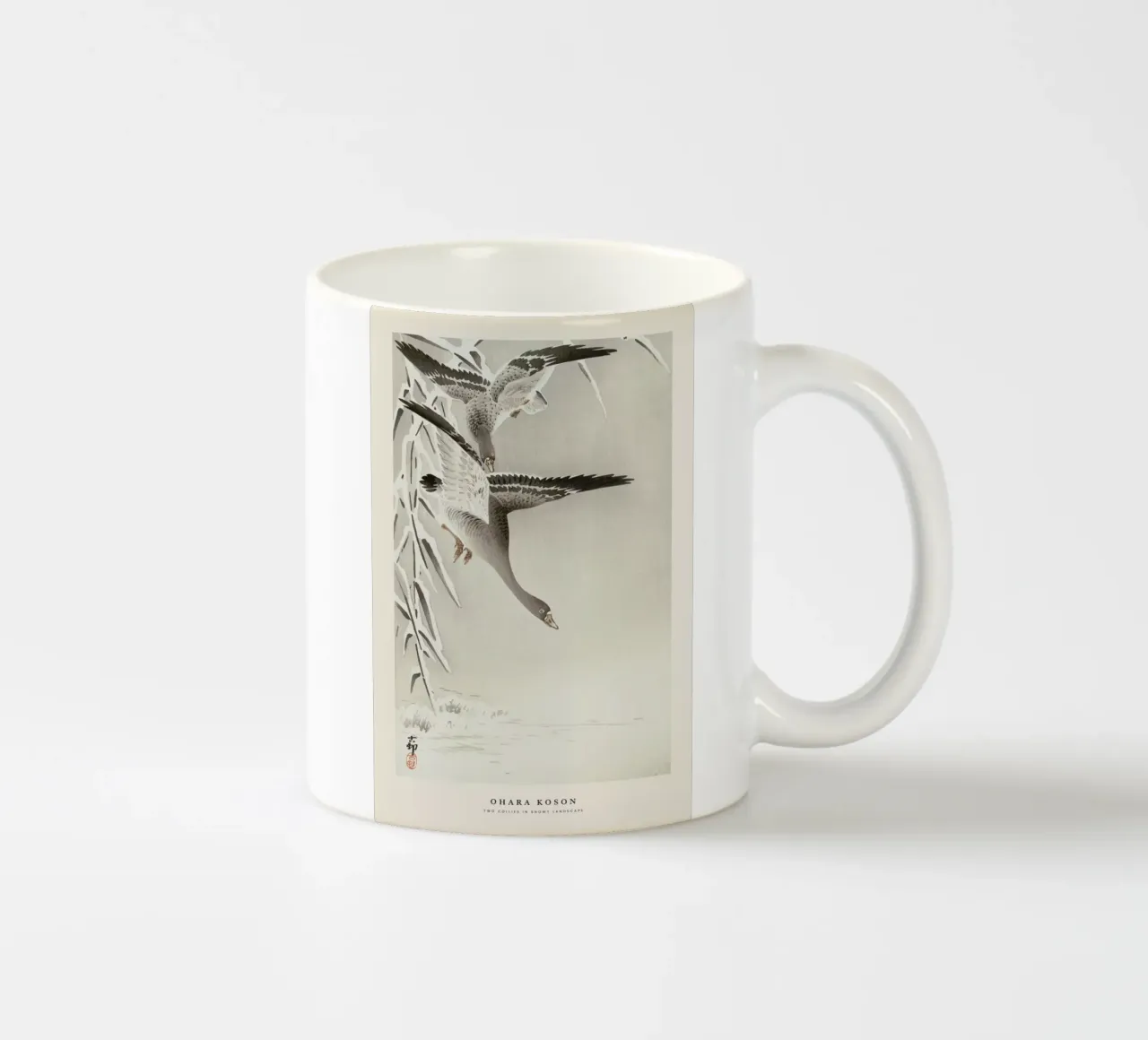 Koson - Two Collies in Snowy Landscape tazza in ceramica da Vintage by JUNIQE