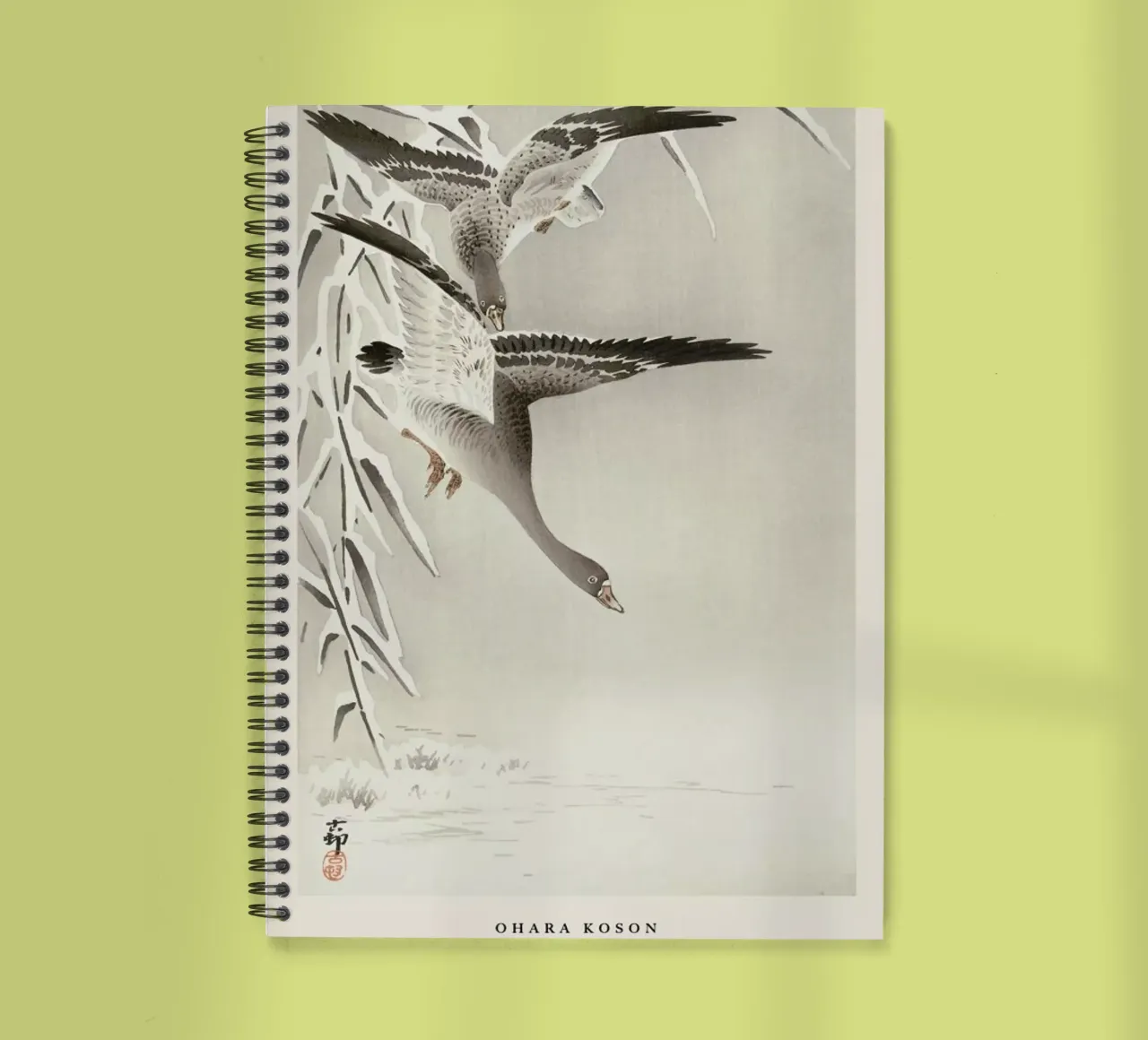 Koson - Two Collies in Snowy Landscape spiral notebook by Vintage by JUNIQE