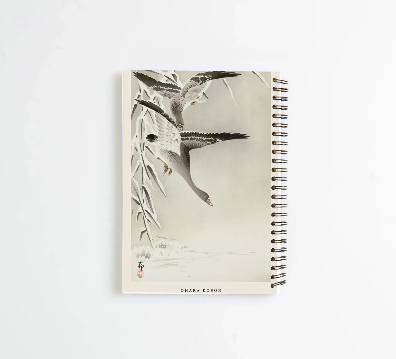 Koson - Two Collies in Snowy Landscape spiral notebook by Vintage by JUNIQE