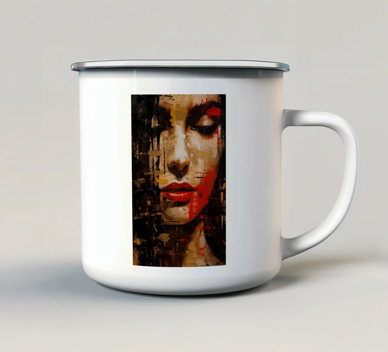 Volto femminile astratto tazza in smalto da Imagine