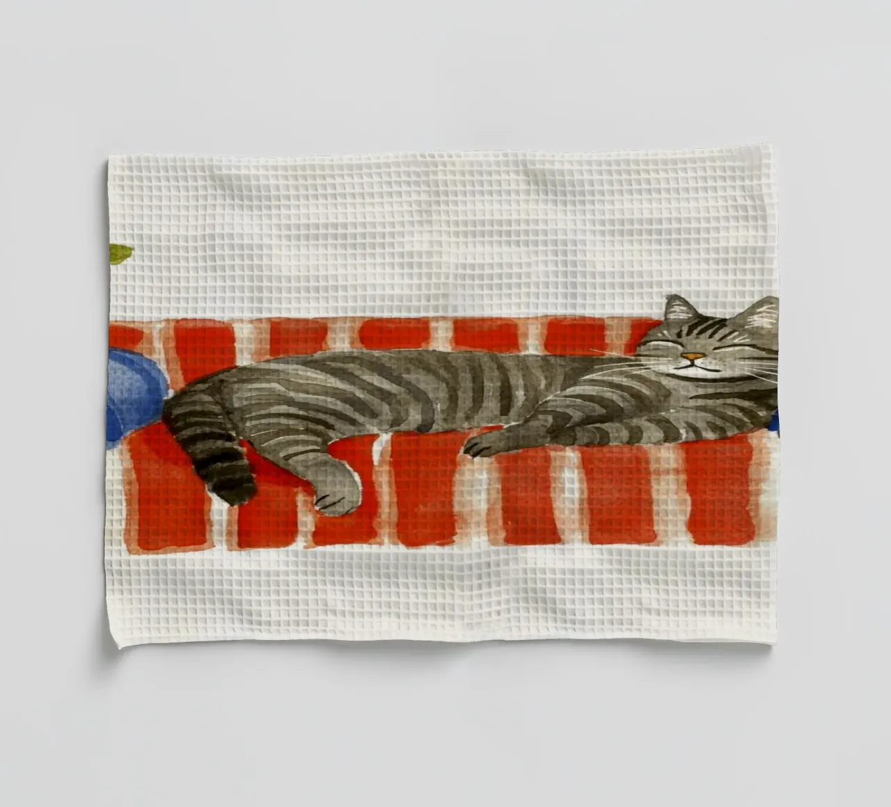 Charmant chat mignon se prélassant avec des pots de fleurs torchon de Modern Muse