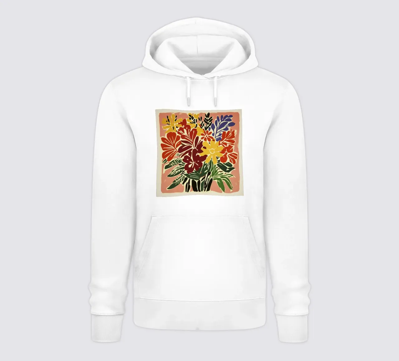Audace bouquet floreale linocut in stile rétro del Medioevo felpa con cappuccio da Modern Muse