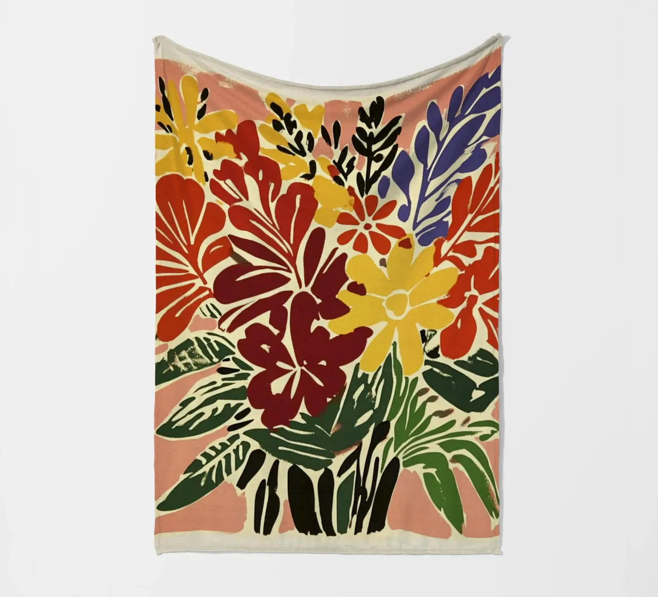 Audace bouquet floreale linocut in stile rétro del Medioevo coperta in pile da Modern Muse