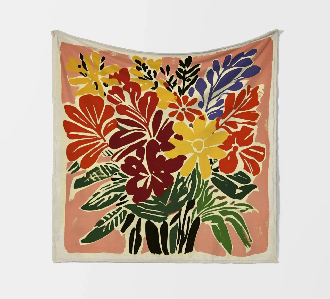 Audace bouquet floreale linocut in stile rétro del Medioevo coperta in pile da Modern Muse