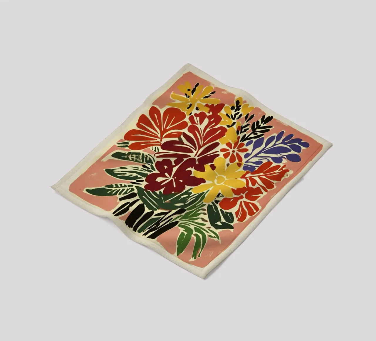 Audace bouquet floreale linocut in stile rétro del Medioevo coperta in pile da Modern Muse