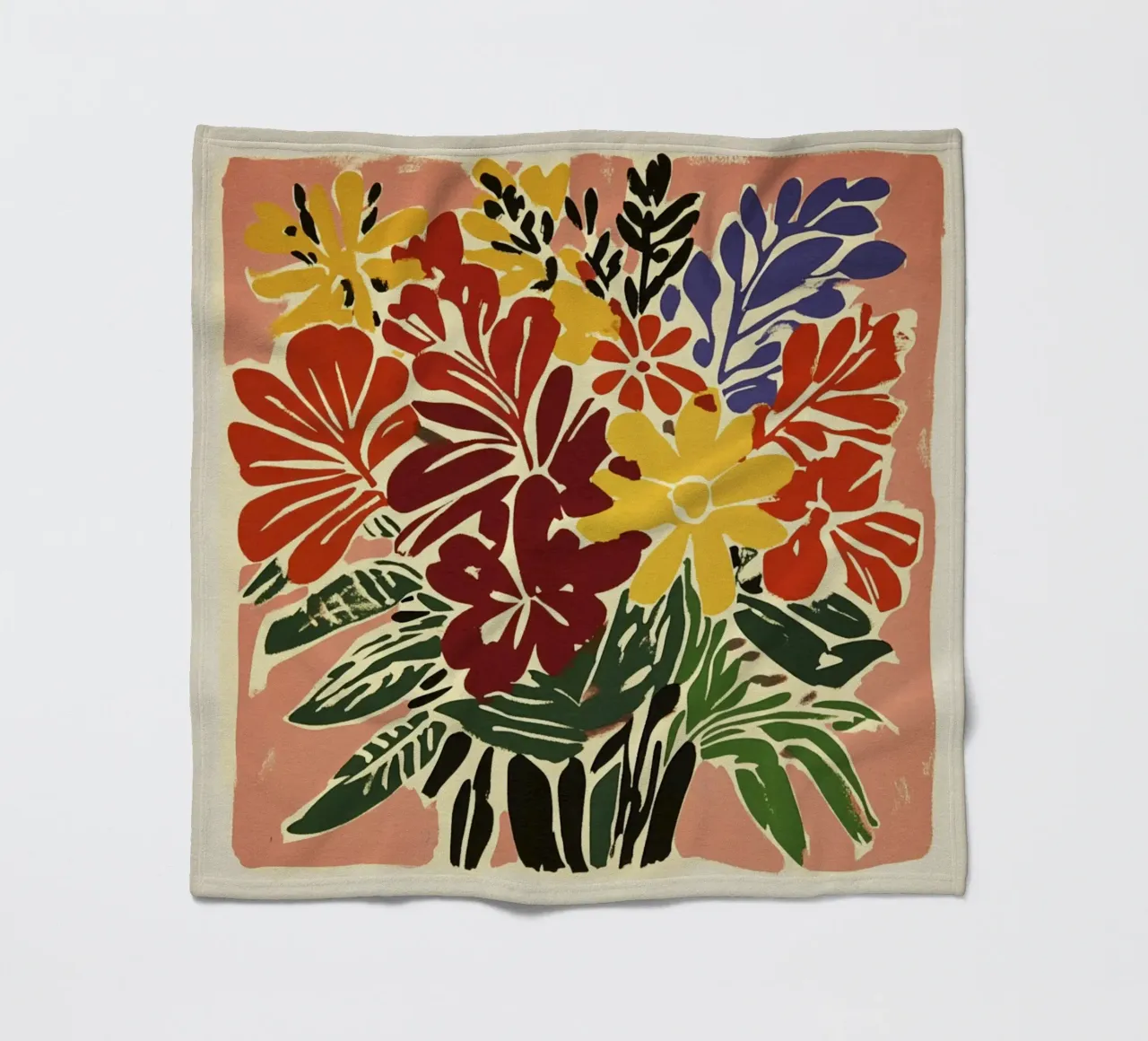 Audace bouquet floreale linocut in stile rétro del Medioevo coperta in pile da Modern Muse