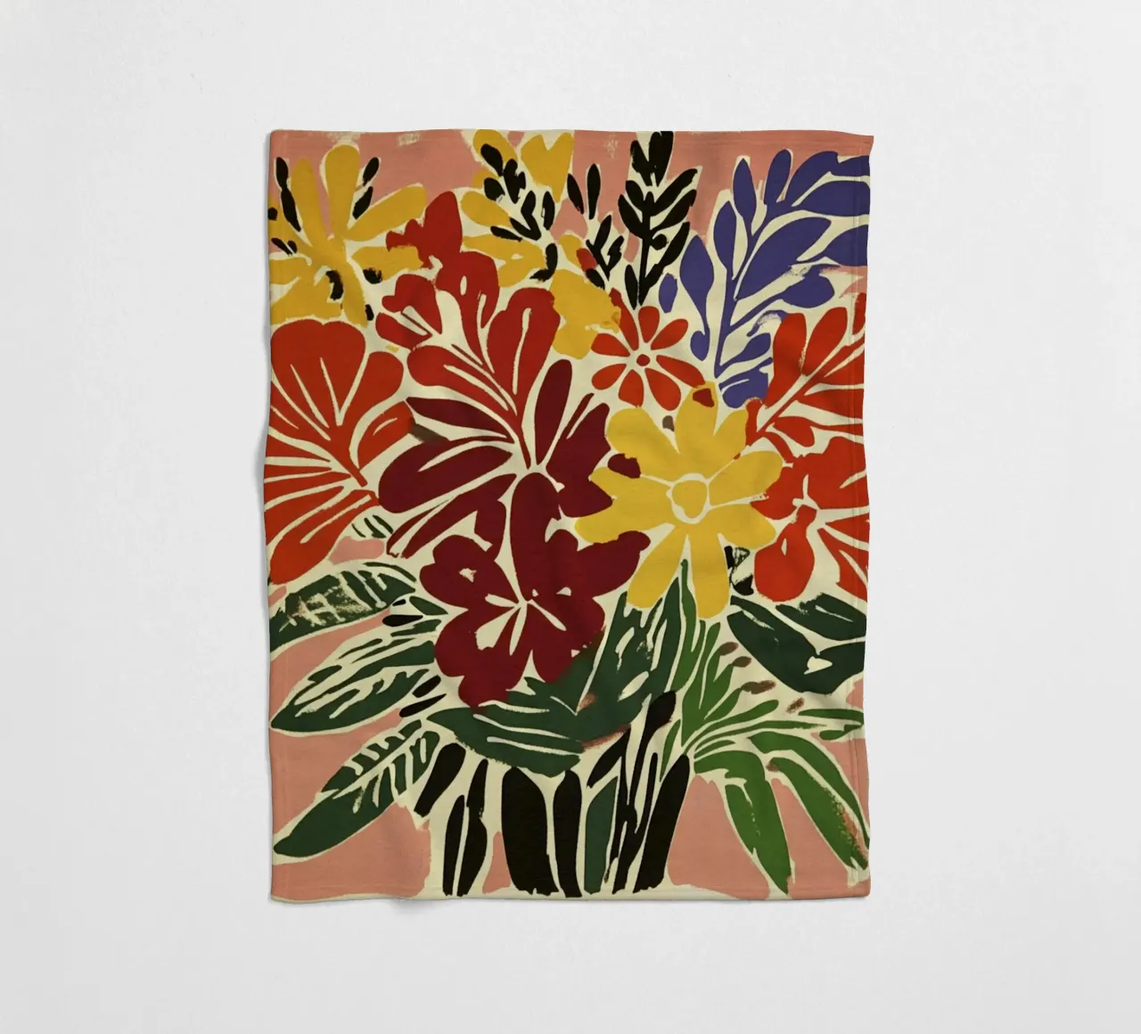 Audace bouquet floreale linocut in stile rétro del Medioevo coperta in pile da Modern Muse