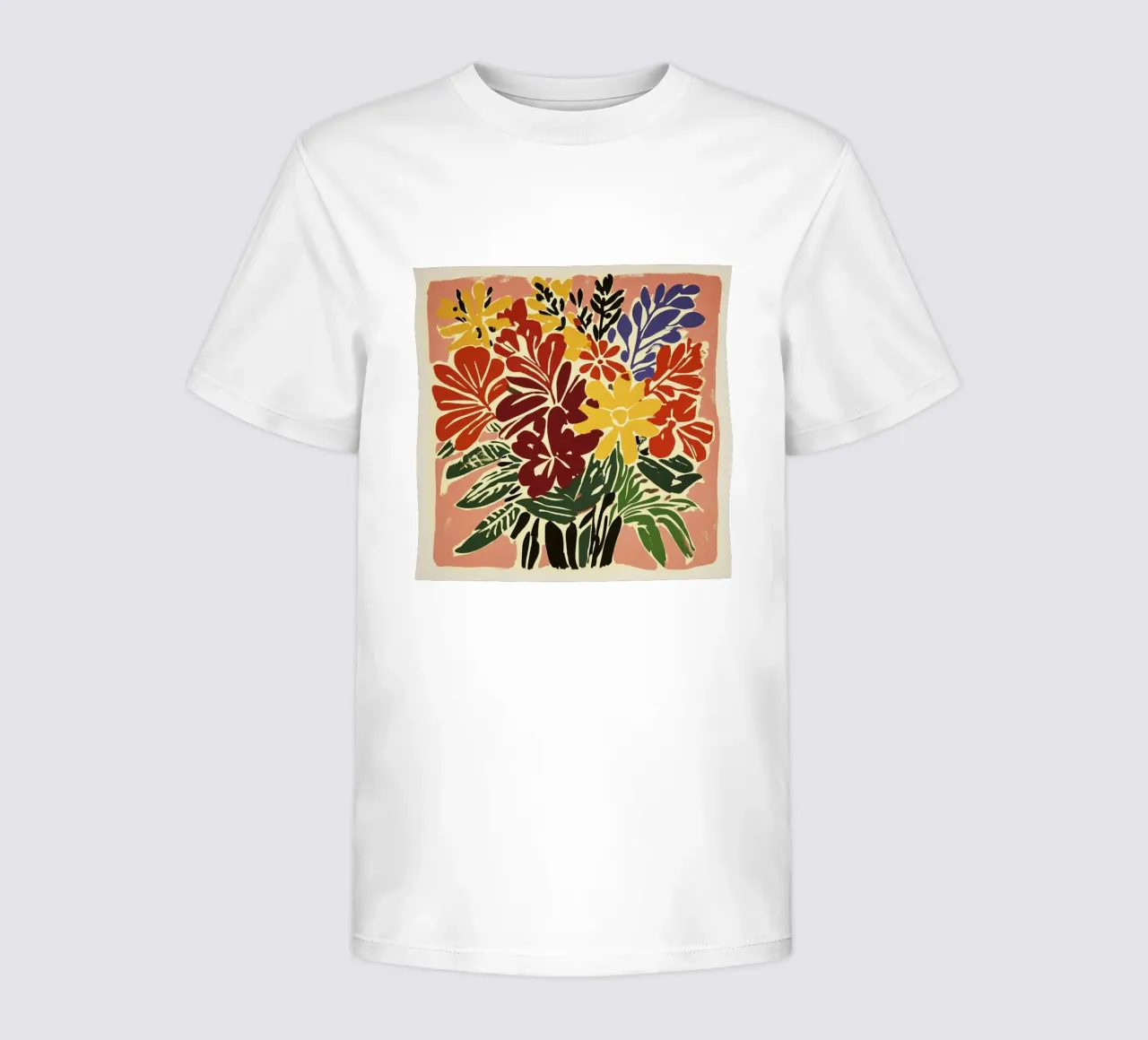 Atrevido ramo de flores en linograbado de estilo retro de mediados de siglo camiseta para niños de Modern Muse